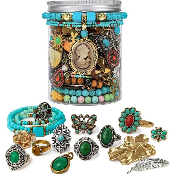 Mystery Jewelry Jar Bundle - 40-45 Piece Surprise Jewelry Box for WomenGift Set